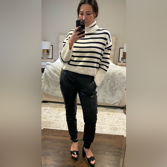 Black Genuine Leather Jogger Pant - Picture 2 of 16